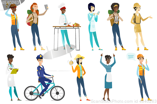 Image of Professional women vector illustrations set.