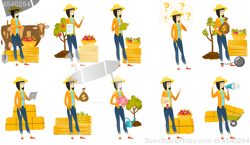 Image of Vector set of illustrations with farmer characters