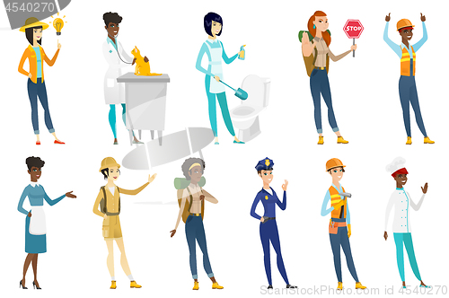 Image of Professional women vector illustrations set.