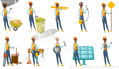 Image of Vector set of builder characters.