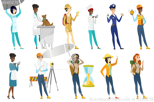 Image of Professional women vector illustrations set.