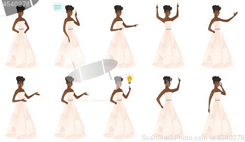 Image of Vector set of illustrations with bride character.