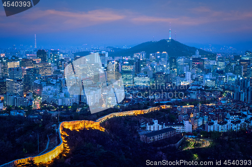 Image of Seoul skyline in the night, South Korea.