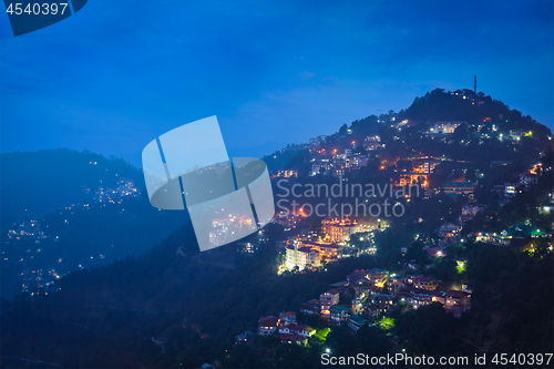 Image of Night view of Shimla town, Himachal Pradesh, India