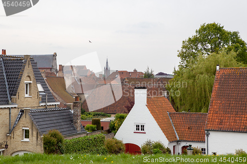 Image of Traditional medieval red roofs architecture