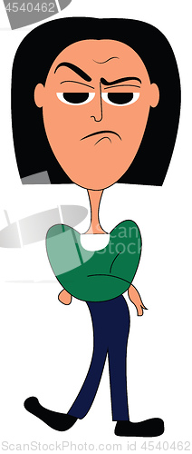 Image of Cartoon picture of a crazy man isolated on the white background 