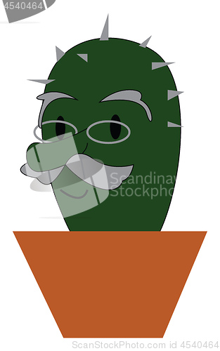 Image of Clipart of an aged cactus plant potted in a earthen pot vector c