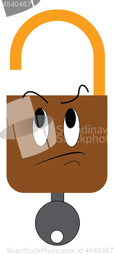 Image of Clipart of a brown lock and a grey key look beautiful vector or 