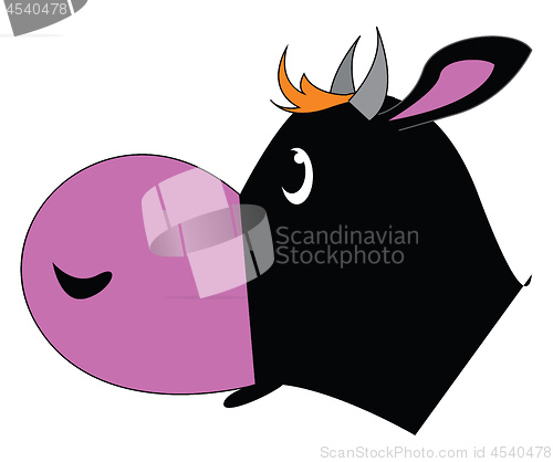 Image of Side view of black cow vector illustration on white background.