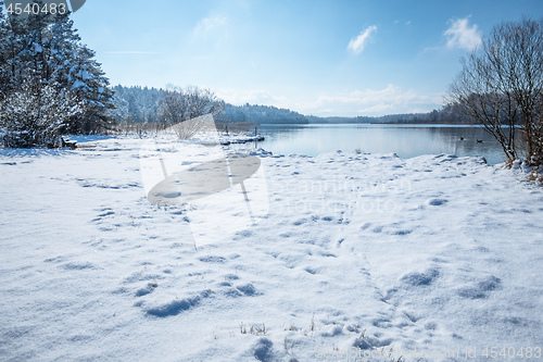 Image of Lake Osterseen Bavaria Germany winter scenery