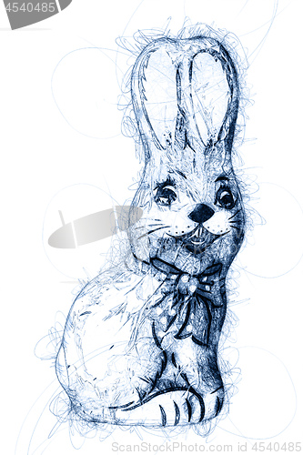 Image of chocolate easter bunny ballpoint pen doodle