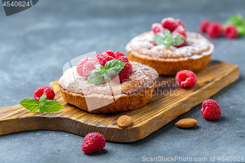 Image of Delicious raspberry mini tarts (tartlets).