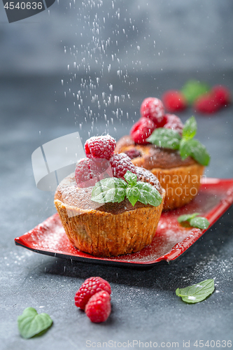 Image of Raspberry tartlets with almond cream.