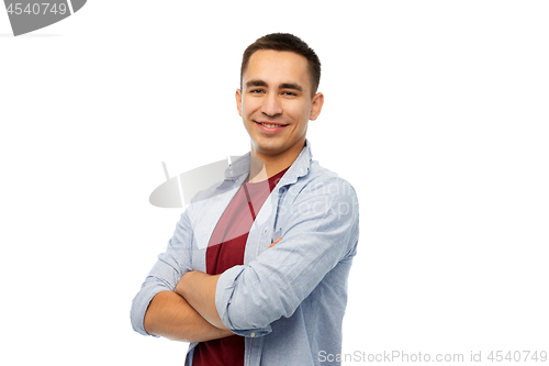 Image of smiling young man over white background