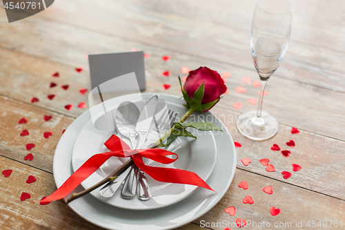 Image of close up of table setting for valentines day