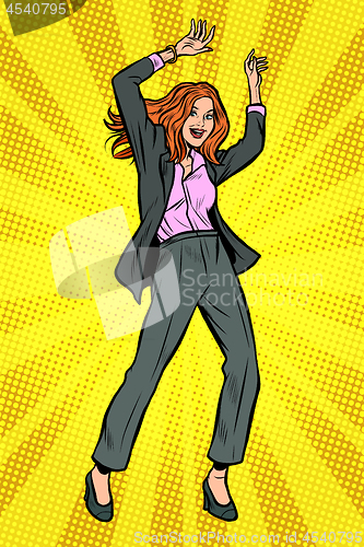 Image of Dancing business woman. Disco dance club music