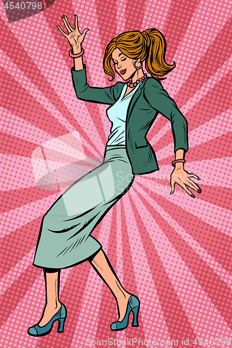 Image of Dancing business woman. Disco dance club music