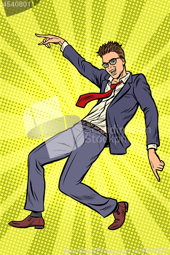 Image of Dancing businessman. Disco dance club music