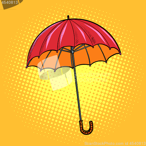 Image of red umbrella. autumn accessory