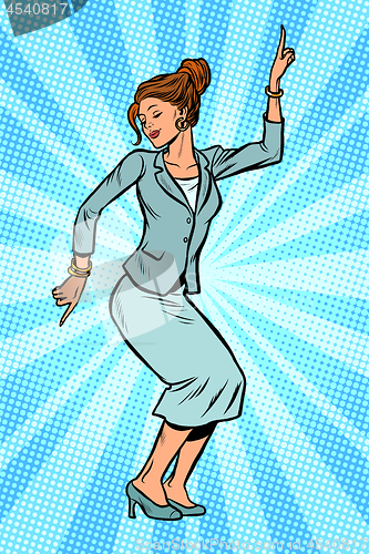 Image of Dancing business woman. Disco dance club music