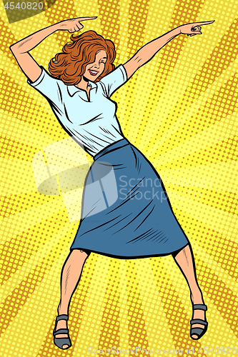 Image of Dancing business woman. Disco dance club music