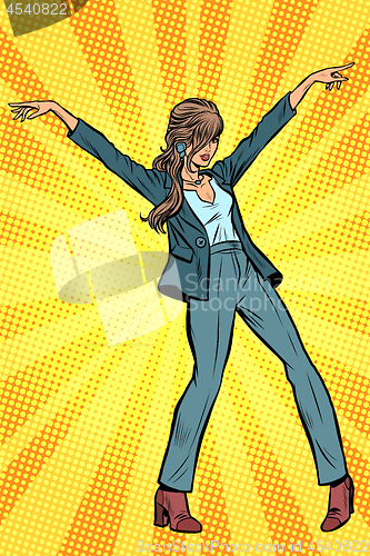 Image of Dancing business woman. Disco dance club music