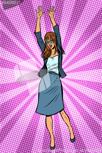 Image of Dancing business woman. Disco dance club music
