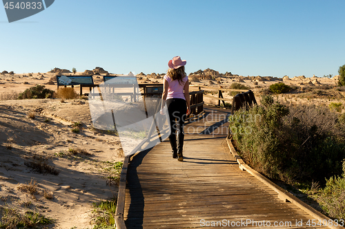 Image of Tourist visitor to the desert and Mungo National Park