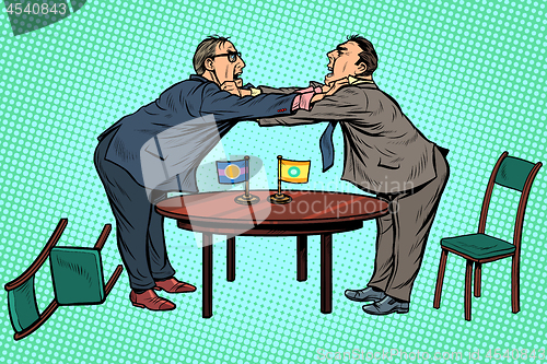 Image of policy diplomacy and negotiations. Fight opponents