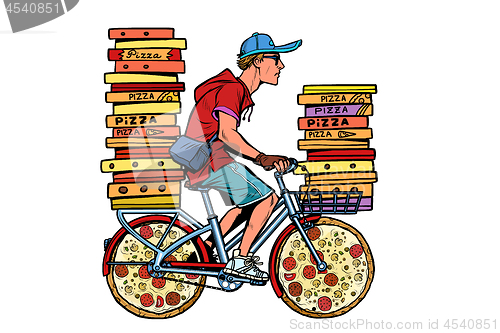 Image of pizza delivery. bike courier service