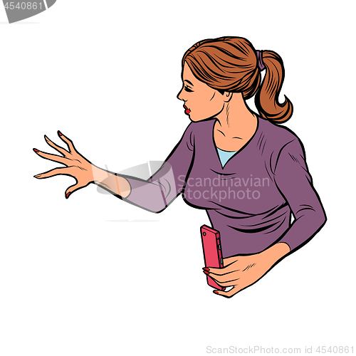 Image of businesswoman with the phone touches