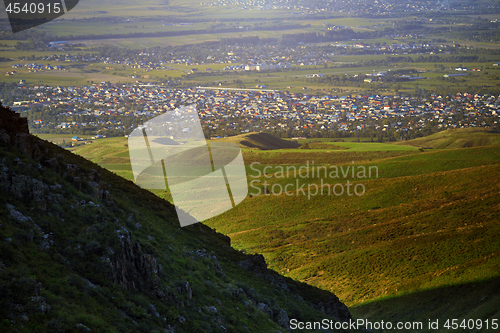 Image of View onto the village from mountains 