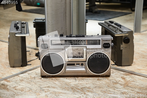 Image of Old cassette music player, ghetto blaster