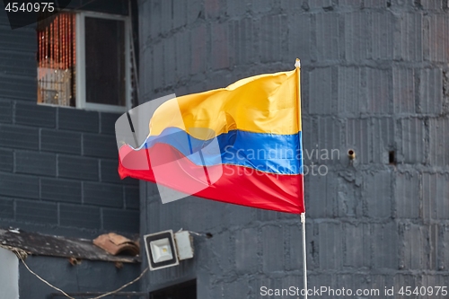 Image of Colombian Flag In The Wind