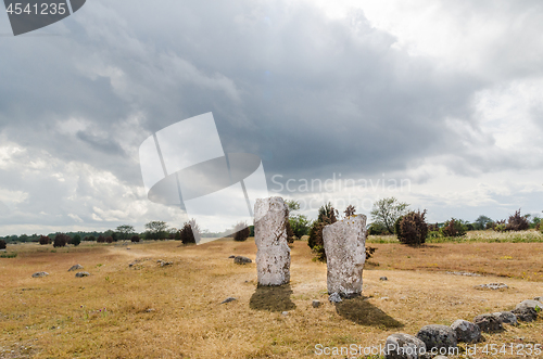 Image of Standing stones in a gravefield at Karum on the island Oland in 