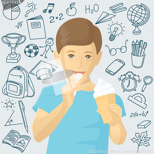 Image of Boy Eating Ice Cream