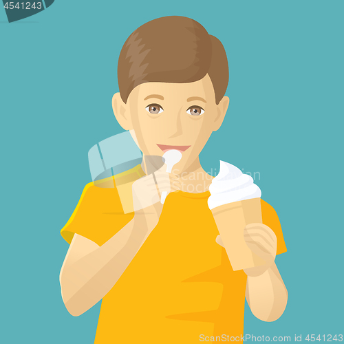 Image of Vector boy eating ice-cream