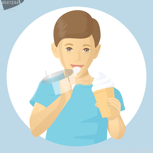 Image of Vector boy eating ice-cream