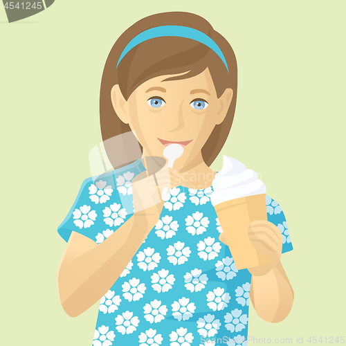 Image of Vector girl eating ice-cream