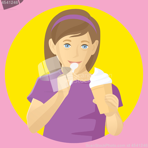 Image of Vector girl eating ice-cream