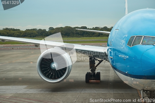 Image of Big wide-body airliner at an airport