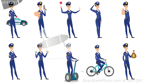 Image of Vector set of police woman characters.