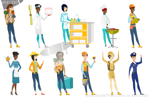 Image of Professional women vector illustrations set.