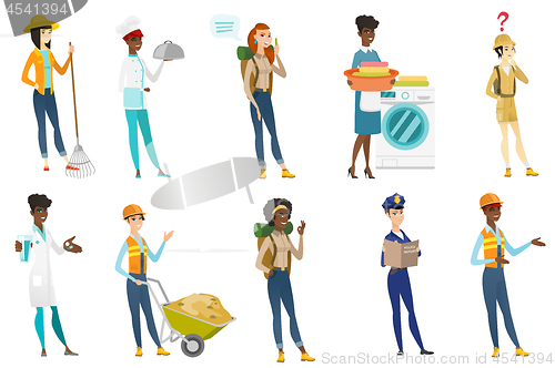 Image of Professional women vector illustrations set.