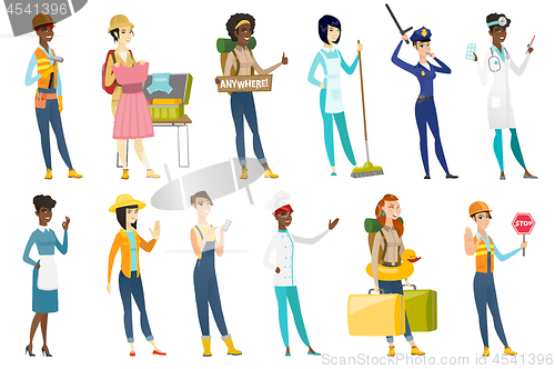 Image of Professional women vector illustrations set.