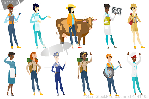 Image of Professional women vector illustrations set.