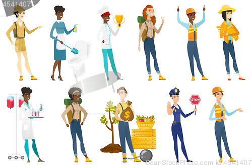 Image of Professional women vector illustrations set.