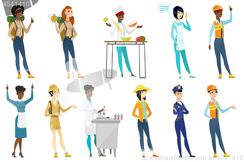 Image of Professional women vector illustrations set.