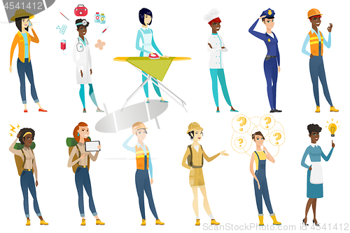 Image of Professional women vector illustrations set.