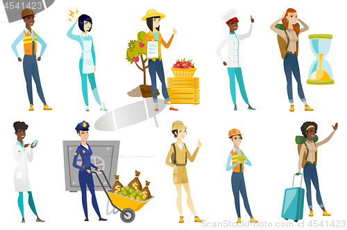 Image of Professional women vector illustrations set.